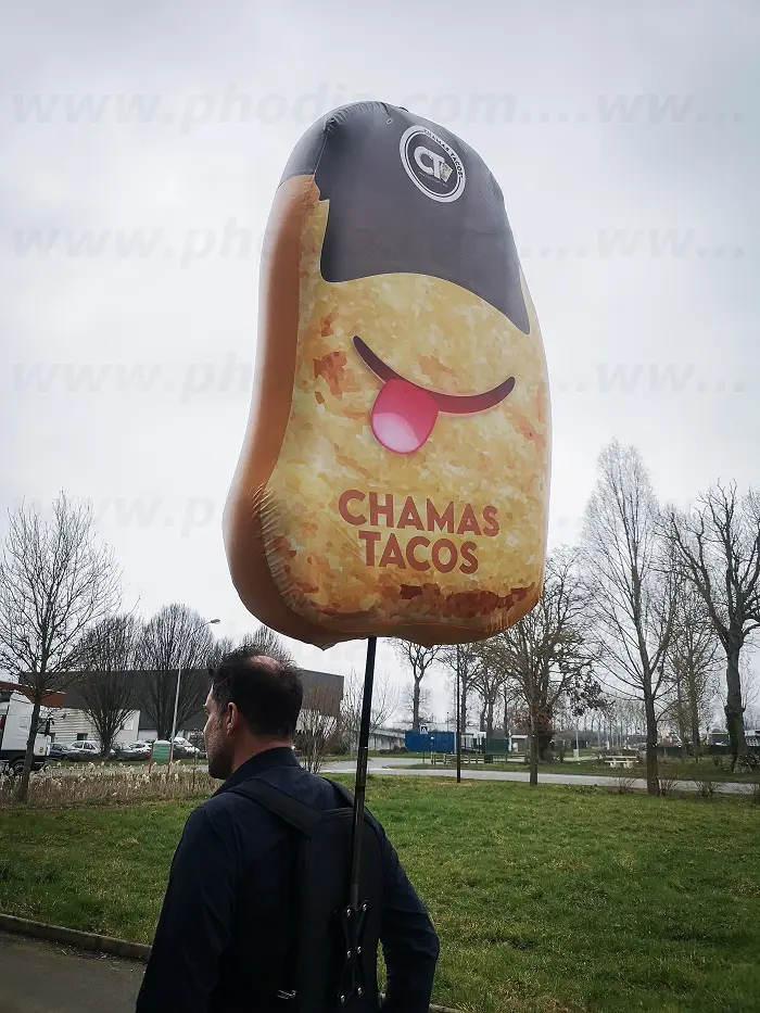 plv Mascotte ballon sac à dos 1m CHAMAS GROUP, Air, Extérieur, Inauguration